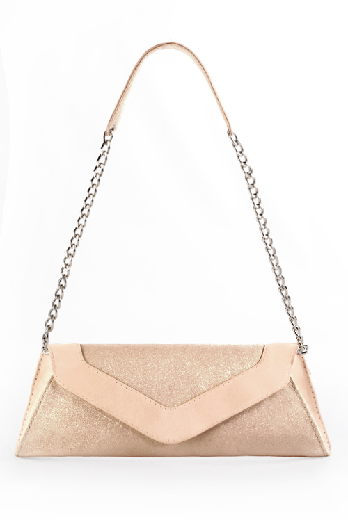 Powder pink women's open back shoes, with a knot. Tapered toe. Medium comma heels. Worn view - Florence KOOIJMAN